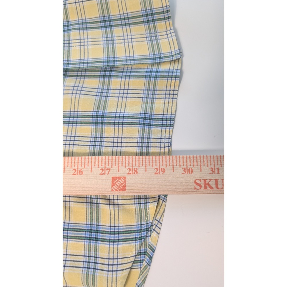 Mens Chaps Yellow Plaid Easy Care Short Sleeve Button Down Shirt Size Large Y2K - Picture 7 of 8